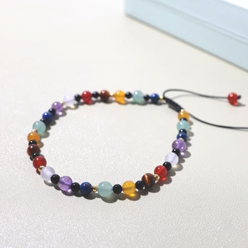 Image of 7 Chakra Crystals and Stones Anklet Irregular Tumbled Gems Beaded Ankle Bracelets for Women Spiritual Energy Meditation Yoga Healing Jewelry Mom's Gifts