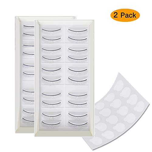 20 Pairs / 2 Packs Training Lashes for Eyelash Extensions Self-adhesive Practice Lashes Strip for Teaching Lashes Extensions Free Adhesive Glue Pallet Sticker Pads