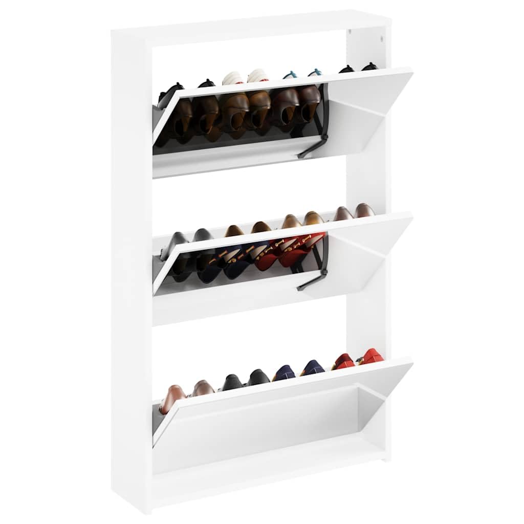 Scarpiera 63 x 17 x 102,5 cm Bianco con Specchio