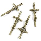 W6OU3A Schmuckanhänger, Antik-Bronzefarben, mit Jesus-Kreuz, zum Basteln, zum Basteln von Perlen
