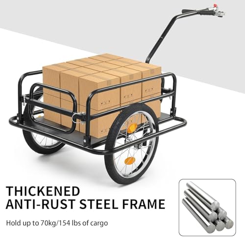 Remolque plegable para bicicleta de turismo resistente, almacenamiento compacto con gancho y reflector, soporta hasta 70 kg