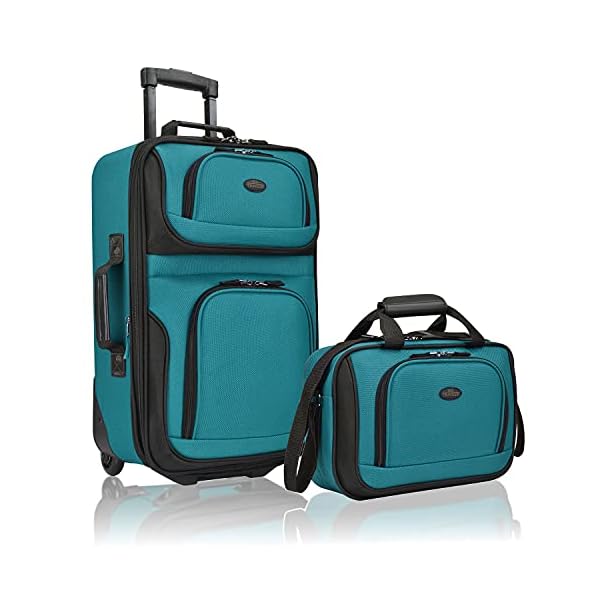 U.S. Traveler Rio Rugged Fabric Expandable Carryon Luggage Set, Teal