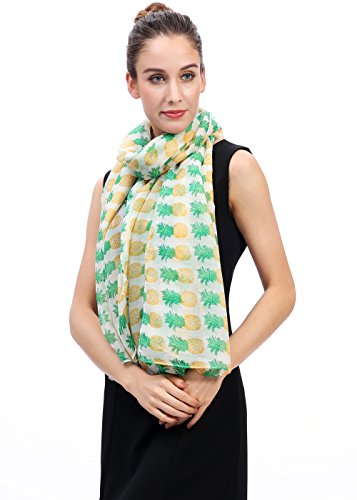 Lina & Lily Pineapple Print Women's Scarf Shawl Wrap Lightweight2