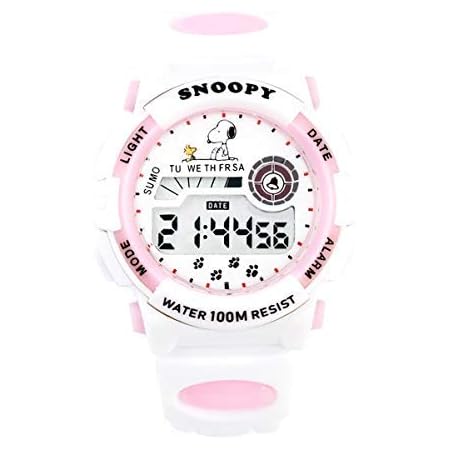 Amazon 腕時計 デジタル 100m防水 ホワイトピンク スヌーピー ギフトセット ステンレス キッズ レディース ユニセックス 時計 Snoopy 超軽量 ベルト Watch 紙袋 巾着付き 並行輸入品 レディース腕時計 腕時計 通販