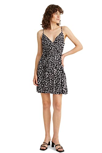 C&A Damen Kleid Wickelausschnitt Kurz Wickel-Form Kleider schwarz/weiß 46