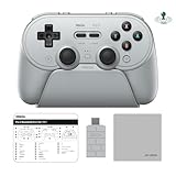 [正規品/日本語取扱説明書付属] 8BitDo Pro 3 Bluetooth コントローラー TMRジョイスティック、切替可能なホールエフェクトトリガー、レイアウト変更可能なABXYボタン、Switch1/2専用スリープ解除機能(※Switch2使用時アプデ必須)、6軸ジャイロセンサー、2.4Gレシーバーを搭載した充電ドック Switch/Switch 2/Android/Windows/SteamOS/Apple/ 対応【Windows版ファームウェアアップデート手順書/お手入れクロス付】 (Gray)