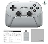 [正規品/日本語取扱説明書付属] 8BitDo Pro 3 Bluetooth コントローラー TMRジョイスティック、切替可能なホールエフェクトトリガー、レイアウト変更可能なABXYボタン、Switch1/2専用スリープ解除機能(※Switch2使用時アプデ必須)、6軸ジャイロセンサー、2.4Gレシーバーを搭載した充電ドック Switch/Switch 2/Android/Windows/SteamOS/Apple/ 対応【Windows版ファームウェアアップデート手順書/お手入れクロス付】 (Gray)