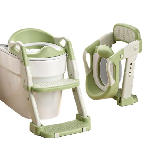 Jopsavm補助便座 子供用 トイレトレーニング トイトレ トレーニング トイレトレーナー 練習 高さ調整 折りたたみ 子供おまる 補助 便座トイレ補助 踏み台 3WAY ステップ付き 子供 幼児 トイレ 簡単組立 トイレ アラウーノ対応 (グリーン,P