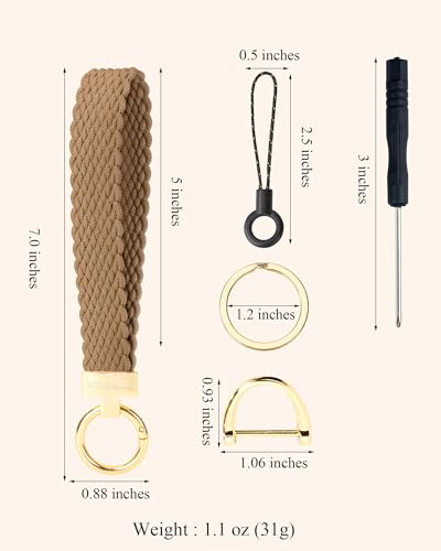 Image of WEESMILE Keychain Wristlet, Stretchy Key Chain for Car Keys with 2 Keyrings and D ring, Cute Wrist Lanyard for Women Men