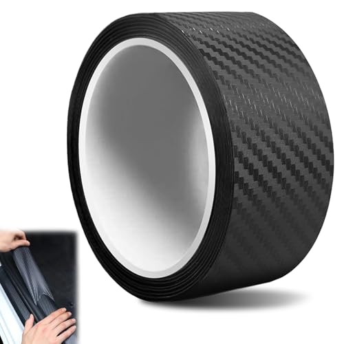 Film Carbone Autocollant Noir 3CM x 5M, Protecteur en Fibre de Carbone Autocollant Anti-Rayures, Protecteur en Fibre de Carbone Film de Protection pour Protection Pare Choc adhésif Voiture, Moto