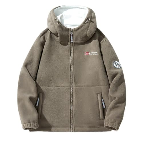 PANVER Giacca A Maniche Lunghe Uomo Comodo All-Match Con Cappuccio Giacca In Pile Uomo Temperamento Tendenza Classico Giacca Outdoor Uomo Casual Caldo Moda Giacca Fredda Da Uomo A-Khaki L