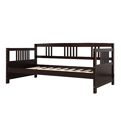 Buy Wood Daybed Frame Twin Size with Rails, Wooden Slats Support Modern Daybed Twin (Espresso