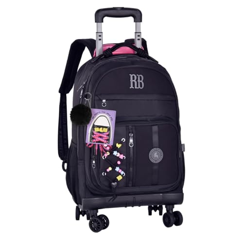 Mochila Rodinha Rebecca Bonbon Escolar 360� Grande Nylon Crinkle (Preto)