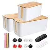 3 Pack Cable Management Box, Cable Organizer Box Floor Cord Cover Hider with 10 Cable Ties & 10...