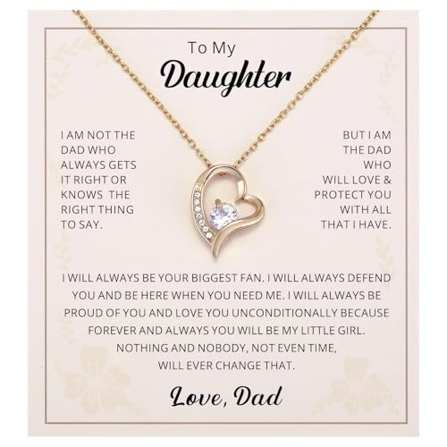 Kvekstio Daughter Gift, To My Daughter Heart Pendant Necklace from Dad, Father Daughters Separation Gifts, Daughter's Graduation, Birthday Jewelry, Father Daughters Bond Love Gift, Proud of You