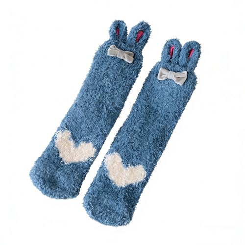 Image of Violet Mist Women Funny Fuzzy Bunny Socks Cute Rabbit Fluffy Non-slip Grip Socks Warm Slipper Sock Easter Gifts Girls