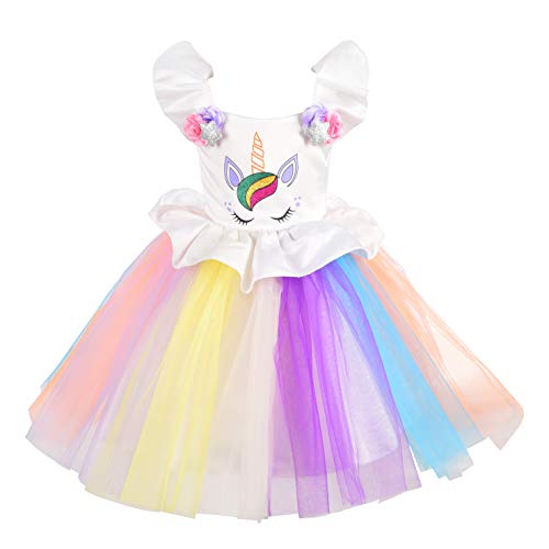 Dressy Daisy Toddlers Girls Unicorn Dress Princess Costume Birthday Party Outfit Rainbow Tulle Skirt Size 3T Style A