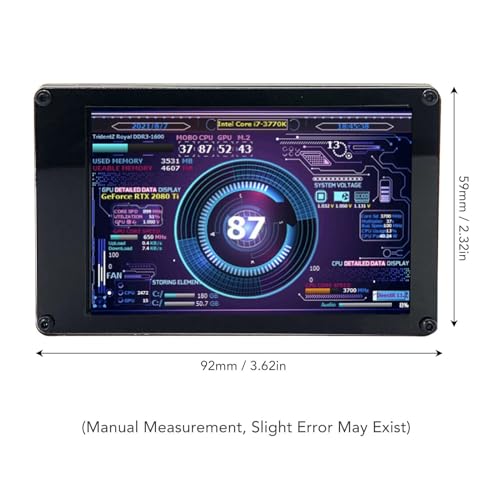 Image of 3.5in Computer Temp Monitor, 360 Rotatable CPU Hardware Temperature Monitor Display with Customized Layout, USB Cable Connect, PC Sensor Panel, USB Mini Screen for RasPi, Linux, Windows