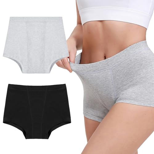 unhg Boyshorts Antifugas De Algodón, Ropa Interior Incontinencia para Mujer, Calzoncillos Bóxer Protectores Menstrual, 2 Piezas,Multi Colored,XL