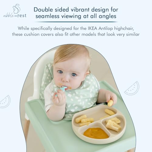 Image of Nibble and Rest Highchair Insert Cover, Compatible for IKEA Antilop Highchair, High Chair Accessories Stain-Proof and Wipeable Insert Cover (Cushion NOT Included)(Sagedots)