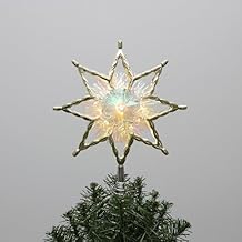Philips 11.25" Gold Star Treetopper with Iridescent Tinsel - 3 Light Functions with Control Box and Coil - 10 Bicolor Micro