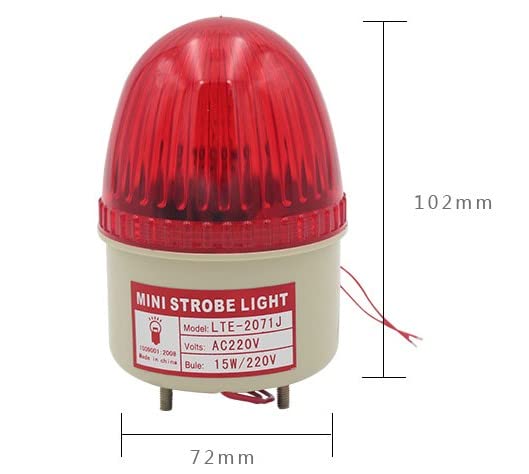 Othmro 1Pcs LTE-5051 24V 3W Warning Light, Industrial Signal Tower Lamp, Column LED Alarm Round Tower Light, Indicator Continuous Light, Plastic Electronic Parts Flashing for Workstations No Sound Red