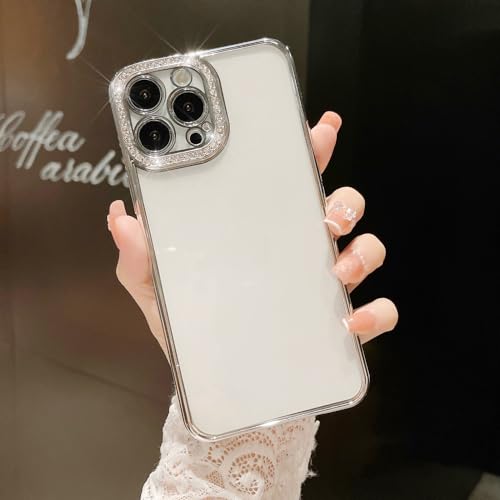 Coque iPhone XS transparente en strass brillants et placage argent chic de haute qualité