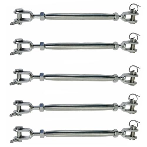 5 PC Tensores para Cables de Acero de Acero Inoxidable Marino 1/4" Quijada - Capacidad 300 Lbs