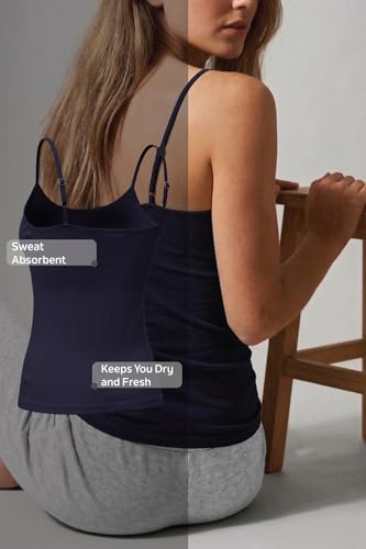 Image of Van Heusen Women's Everyday Cotton Cami | Relaxed Fit | Anti‑Bacterial Tech | Keeps You Dry and Fresh | Sweat Absorbent | Spaghetti Camisole | Color Fresh | Stays 11203|Available in Pack of 1 & 2