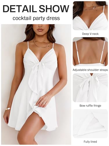 Women Sleeveless Sexy V Neck Summer Dress for Women Casual Flowy Beach Club Party Spaghetti Strap Mini Sundress3