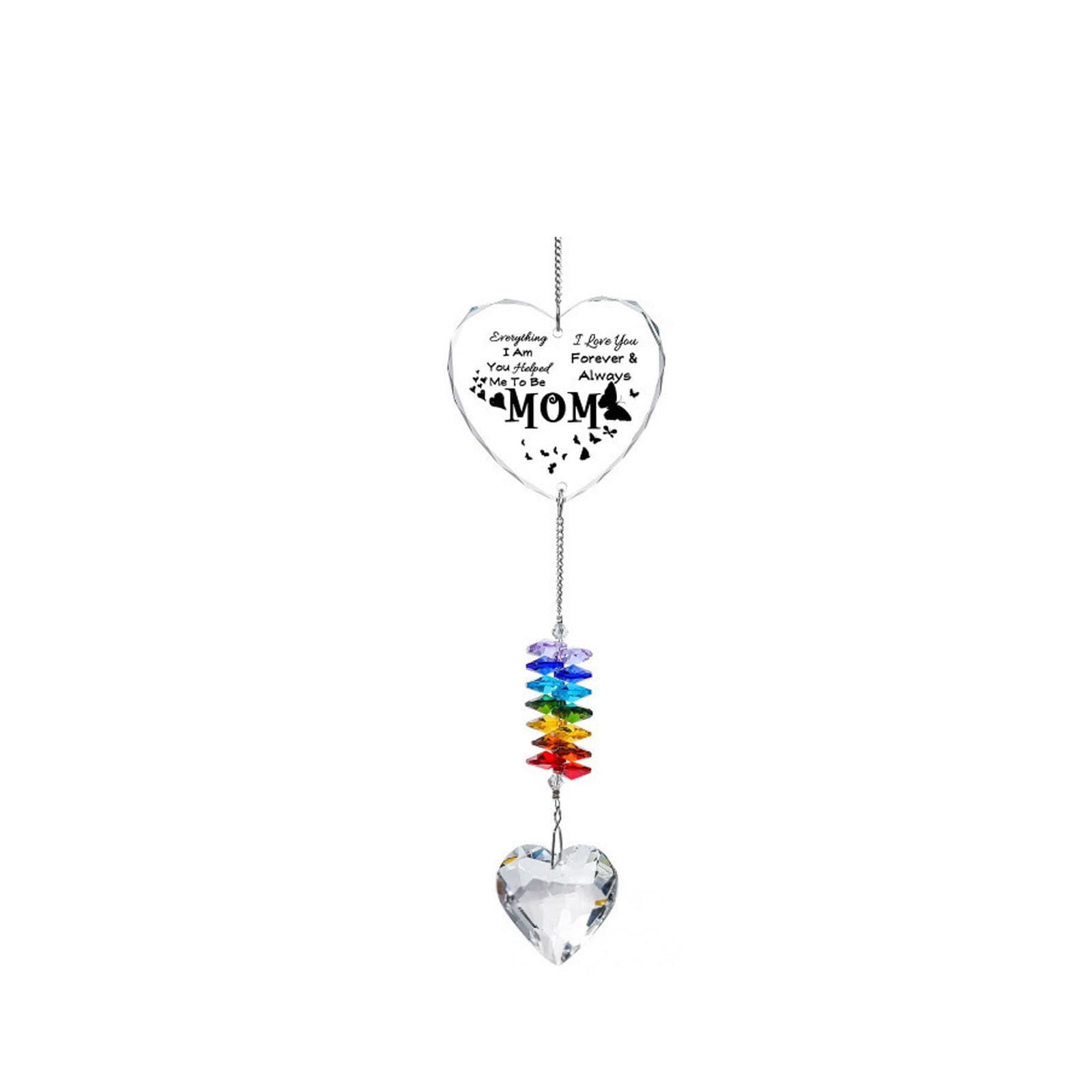 Xagmodshn D Mothers ' Ay Heart Win Chimes Acrylic An Crystal Texture Elicate Esign Hanging Pendant For Indoor Window Ecoration Spectrum Win Toll