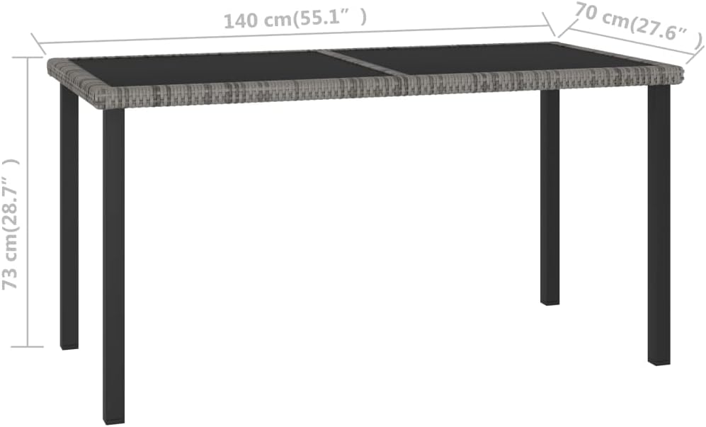 Patio Dining Table,Outdoor Patio Table,Bistro Table, Outdoor Patio Furniture,Outdoor Coffee Table, Garden Table,Balcony Table,for Deck,Lawn,Backyard, Gray 55.1"x27.6"x28.7" Poly Rattan