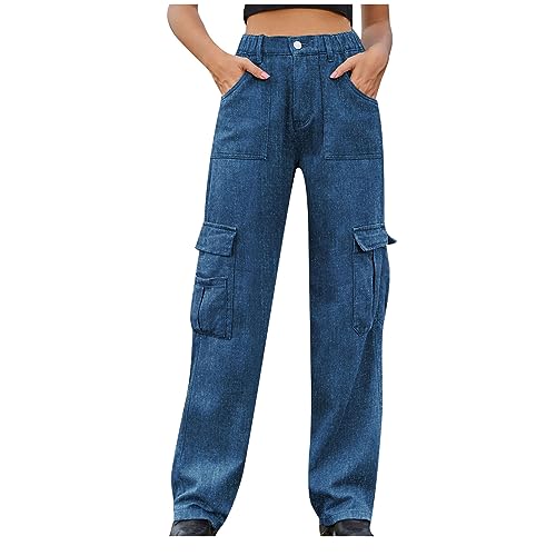 Wide Leg Jeans for Women Casual Loose Cotton Jeans High Waisted Relaxed-Fit Stretchy Baggy Y2K Trendy Denim Pants