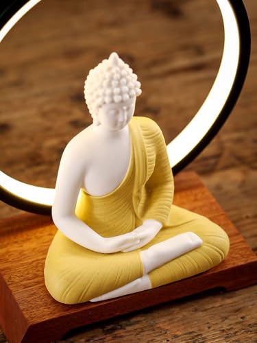 Estatua Buddha LED 8.7 pulg decoración interior cerámica miniatura 4