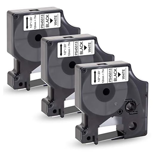 Pristar Kompatibel Etikettenband für D1 45013 S0720530 12mm Schwarz auf Weiß Schriftband für LabelManager 160 210D 280 360D 420P 450 400 500TS 640cb LabelPoint 100 150 200 250, 3 Stück
