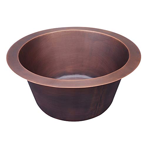 Sinda Pure Copper Hand Hammered Round Bar Prep Single Bowl Sink With 0-Hole And One Basket Strainer, 20 Inches, Beehive Hammered-Oil Rubbed Bronze, Bs-Bor2007 #TOP1
