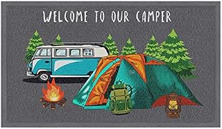 comfoyar Camper Van Door Mat, Welcome Floor Mats with Rubber Backing for Shoe Scraper, Easy to Clean Floor Mat Rug for Outside Camper Decor 43 x 75cm