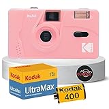 Reusable Film Camera Bundle includes Kodak M35 35mm Film Camera, Kodak 35mm film 36 exposures and Clikoze Tips Card (Pink)