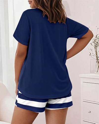 Image of CHICME Pajamas Set for Women 2 Piece Pjs Lounge Set Soft Short Sleeve Tops and Sleep Shorts with Pocket