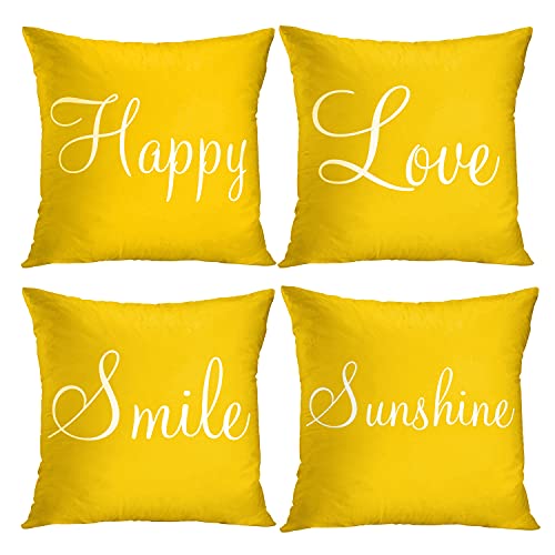 Britimes Throw Pillow Covers Set of 4, 20 x 20 Inch, Yellow
