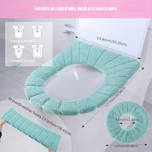Miniatura 6 de 3 Pcs Gamuza De Calentador De Baño Suave Más Grueso Elástico Lavable Tapa De Inodoro Almohadillas, 3 Unidades Azul, Rosa, Marrón
