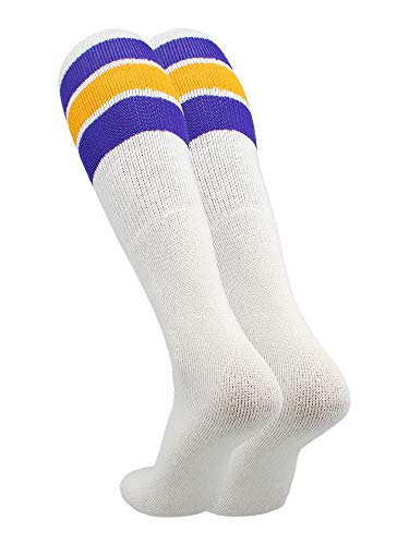 Image of TCK Retro Tube Socks with Stripes for Men & Women - 3 Stripe, 70's 80's Deadlift Socks