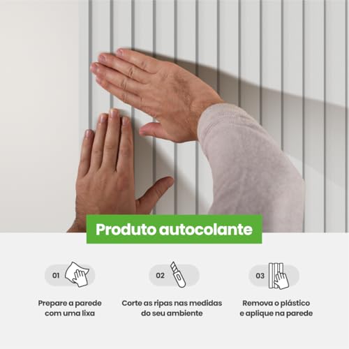 Painel Ripado de EVA Autocolante Fácil Instalação Moderno Personalizavel Meu Rodapé Branco