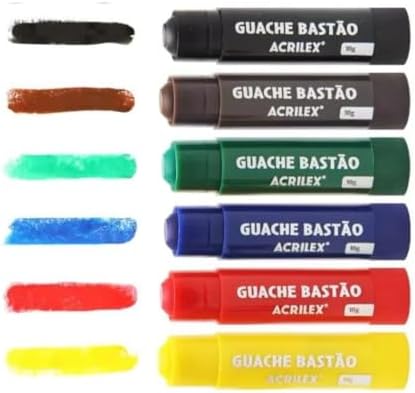 Tinta Guache, Acrilex, Em Bastão, 06 Cores
