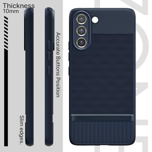 Image of Pikkme Back Cover for Samsung Galaxy S21 FE 5G Camera Protection 3D Hexa Cube Design Silicone Protective Bumper Case (Blue)