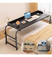 Amazon｜WOWQ ベッドテーブル キャスター付き 昇降式 高さ調整55-85cm