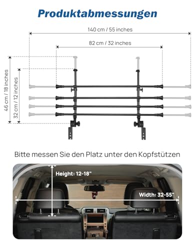 JOYTUTUS Schutzgitter Auto Hundegitter aus Kohlenstoffstahl Hundeschutzgitter Trenngitter Gepäckgitter Universal für Kofferraum 32-46CM * 85-140CM