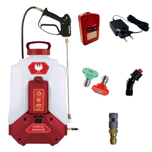 Phoenix Dorsal Sprayer EVO | Pulverizador Electrico 16L | Batería Lithium 18V 4Ah | Autonomía 3h | Alcance hasta 10 m | Pulverizador a Dorsal Profesional con Boquilla Multidireccional 5 en 1