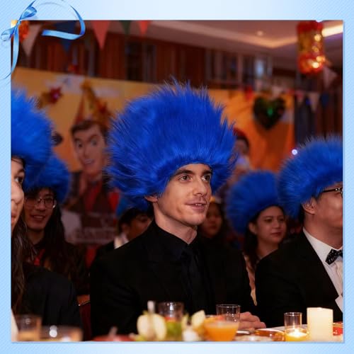 Image of Blue Wigs for Halloween Cosplay Cosplay Crazy Wigs for Men Silly Wigs for Party