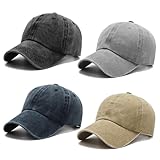 NUHEXRY 4pcs Gorras para Hombre y Mujer,100% Algodón Ajustable,Gorras Ajustables,Gorra Retro Lavadas de Correr,Cachuchas...